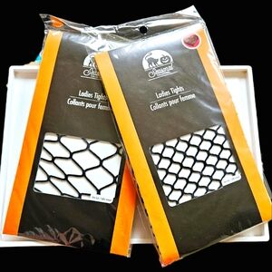 NWT 》2 SETS《 LADIES BLACK FISHNET TIGHTS: MEDIUM GRID + LARGE GRID FISHNETS!
